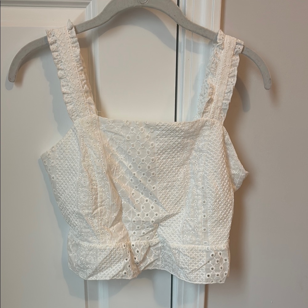 White Eyelet Women's Crop Top